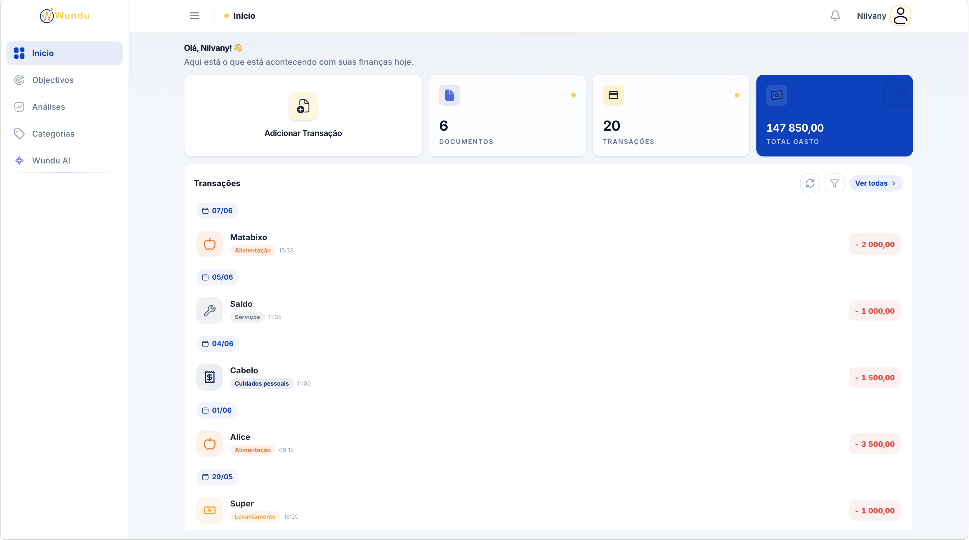Wundu Dashboard